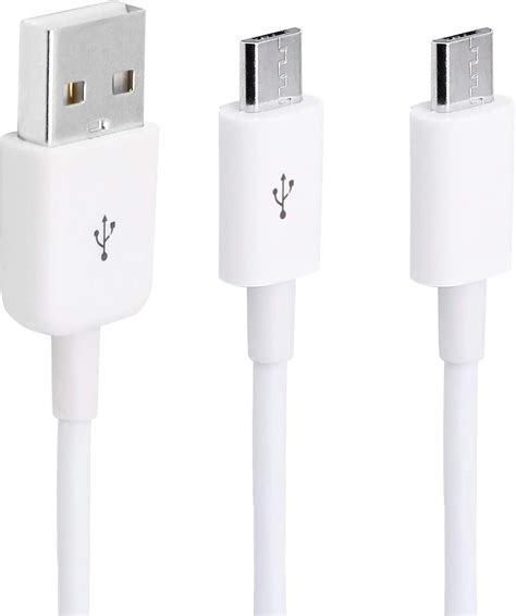 CERRXIAN 3Ft USB 2.0 Type A Male to 2 Micro USB Male Splitter Y Data Charge Connector Adapter Cable (White)