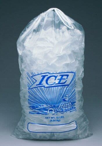 Crystal Clear Plastic Ice Bags with Cotton Draw String, 10 lb., Pack of 100