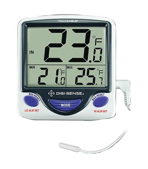 Digi-Sense Traceable Jumbo Fridge/Freezer Digital Thermometer with Calibration; Wire Probe