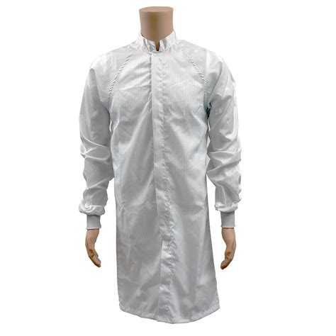ESD Clean Room Frocks - Polyester W/Knit Cuffs, Meet Up To Class 100 Clean Room - White - Extra Large