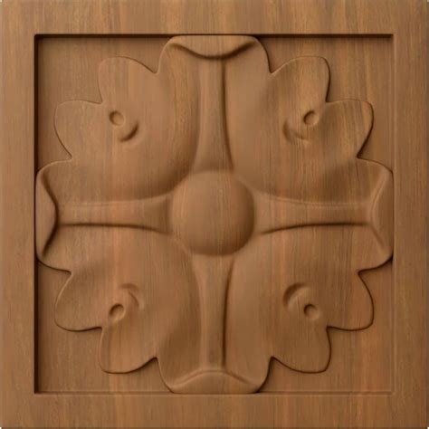 Ekena Millwork ROS05X05X01EDCH-CASE-4 Rosette, 5 1/8"W x 5 1/8"H x 7/8"P, Cherry