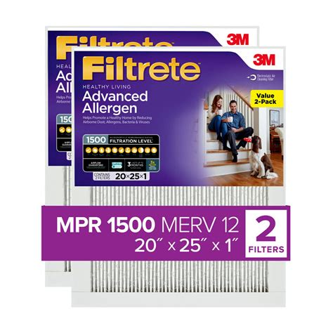 Filtrete 20x25x1, AC Furnace Air Filter, MPR 1200, Allergen Defense Odor Reduction, 4-Pack (exact dimensions 19.69 x 24.69 x 0.81)