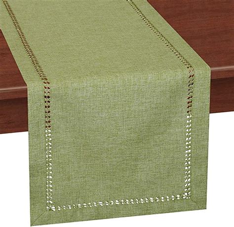 Best Deal 🛒 Grelucgo Handcrafted Solid Color Dining Table Runner, Double-Hemstitched (Sage Green, 14 x 108)
