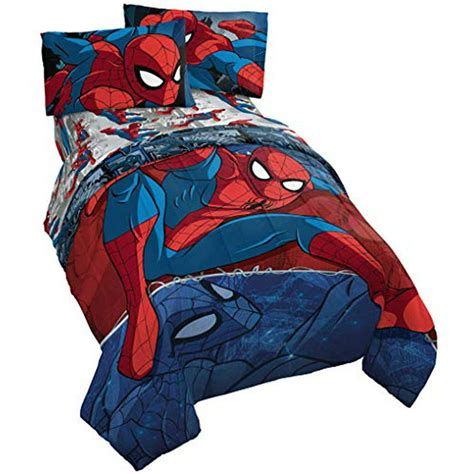 Review Jay Franco Marvel Spiderman Burst 4 Piece Twin Bed Set - Includes Reversible Comforter & Sheet Set - Bedding - Super Soft Fade Resistant Microfiber - (Official Marvel Product)