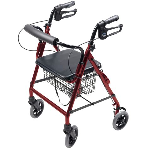 Lumex Walkabout Lite Hemi Rollator with Seat - Low 20" Seat for Shorter Users - Burgundy, RJ4302R