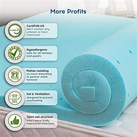 Nelaukoko 3 inch Mattress Topper Twin Memory Foam Mattress Pad, Ventilated Gel Single Bed Topper