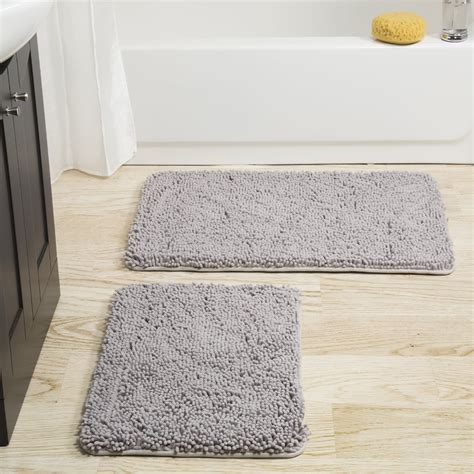 Over the Floor Bathroom Rug Mat, 5-Piece Set Memory Foam, Extra Soft Non-Slip Back (Color: Gray - Pantone 15-4101 TPX)