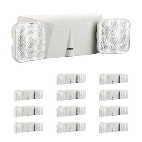 SPECTSUN 12 Pack LED Emergency Lighting Fixture with Battery Backup and Bug Eye Heads-US Standard Emergency Light Combo-Compact Design–Thermoplastic Housing for Indoor Outdoor
