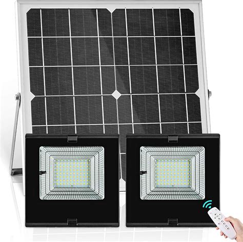 Flash Sale Solar Flood Lights Outdoor Indoor Dusk to Dawn with Smart Remote Control 22W Solar Panel Dual Head 70LED IP65 Waterproof Solar Shed Light for Garden Garage Path Pool Patio Sign Barn Driveway Backyard