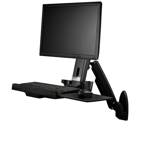 Limited StarTech.com Wall Mount Workstation - Articulating Standing Desk with Ergonomic Height Adjustable Dual Monitor Arm & Keyboard Tray - 2X 30 VESA Displays - Foldable Wall Mounted Sit Stand (WALLSTSI2)